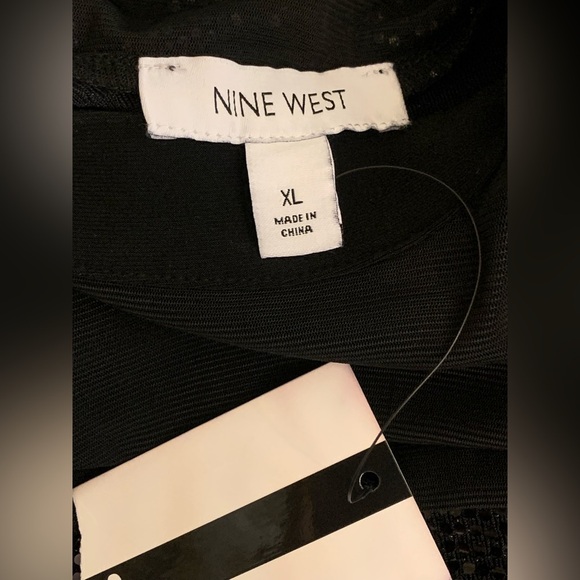 Nine West Black Sequin Blouse with Mandarin Collar - Picture 5 of 8